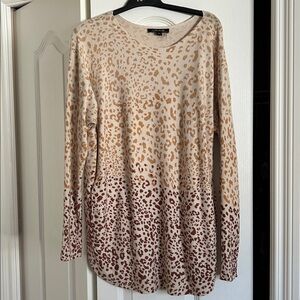 CHARLIE B Beige and Brown Animal Print Top